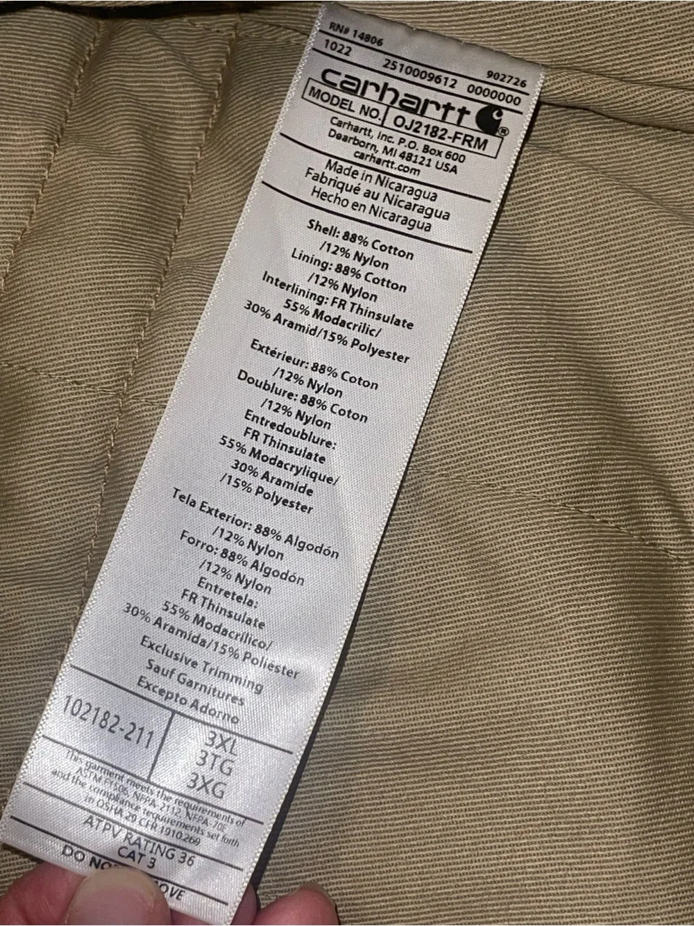 Carhartt FR Full Swing Quick Duck Insulated Coat Jacket - Brown size 3XL